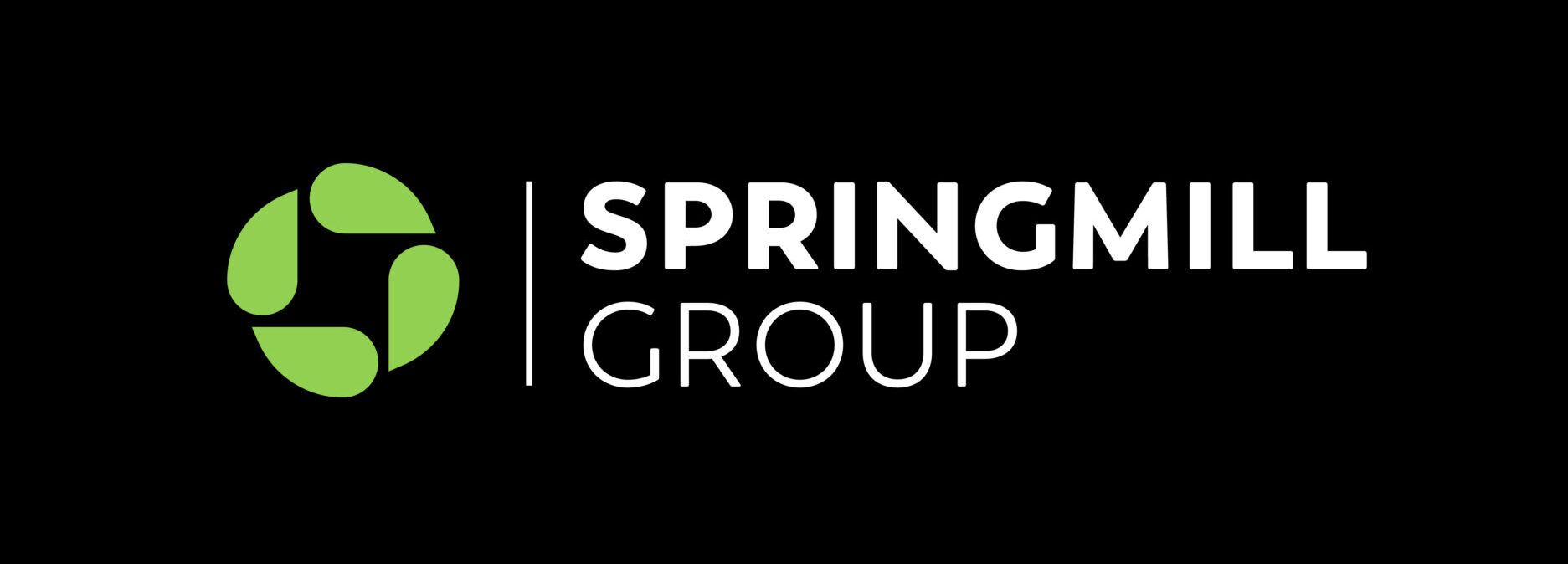 Logo for The Springmill Group on black background